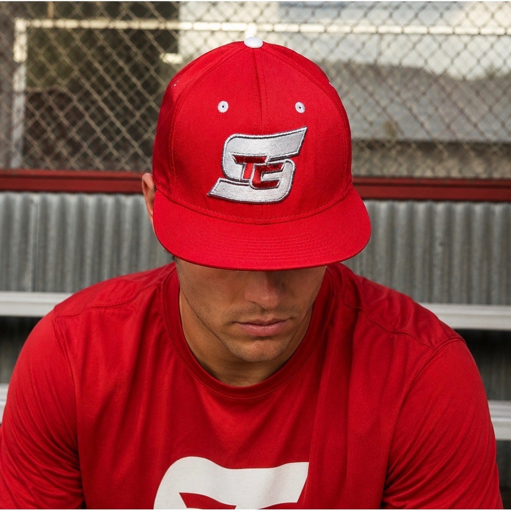 Richardson Hat Mens XS-SM Red PTS30 LITE Baseball TG Logo Stretch Fit Cap Fitted